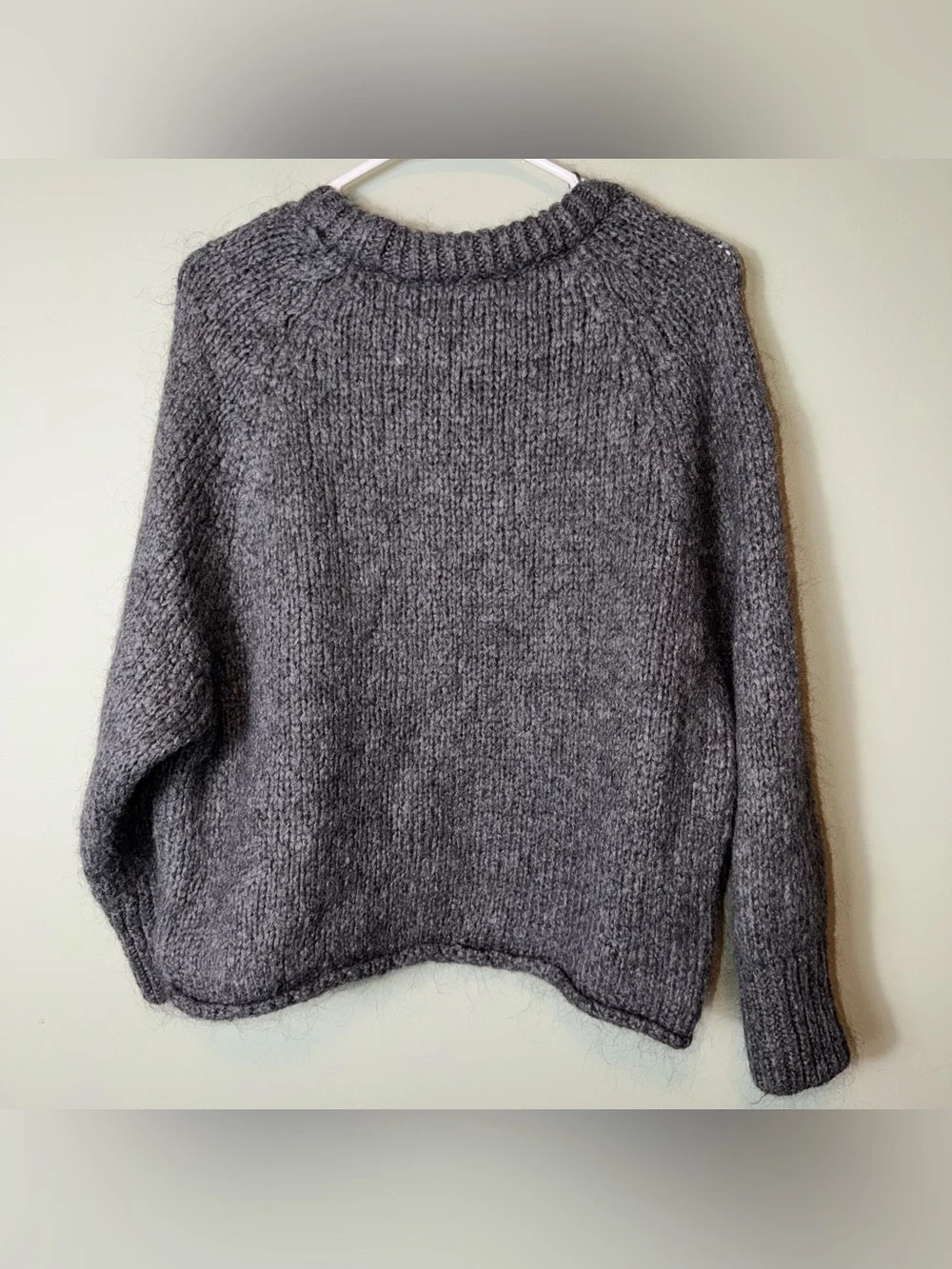 Zara Knit‎ Women’s Dark Gray Chunky Knit Crewneck Sweater Wool/Mohair NWOT Small